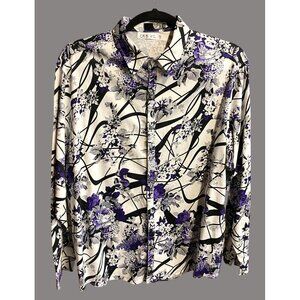 Mens Purple & Black Floral Button-Up Dress Shirt Size 3XL CHB02 B